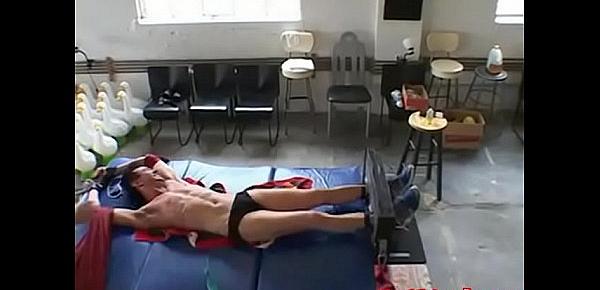  Cute and bound gay dude hardly handles tickling and toe lick